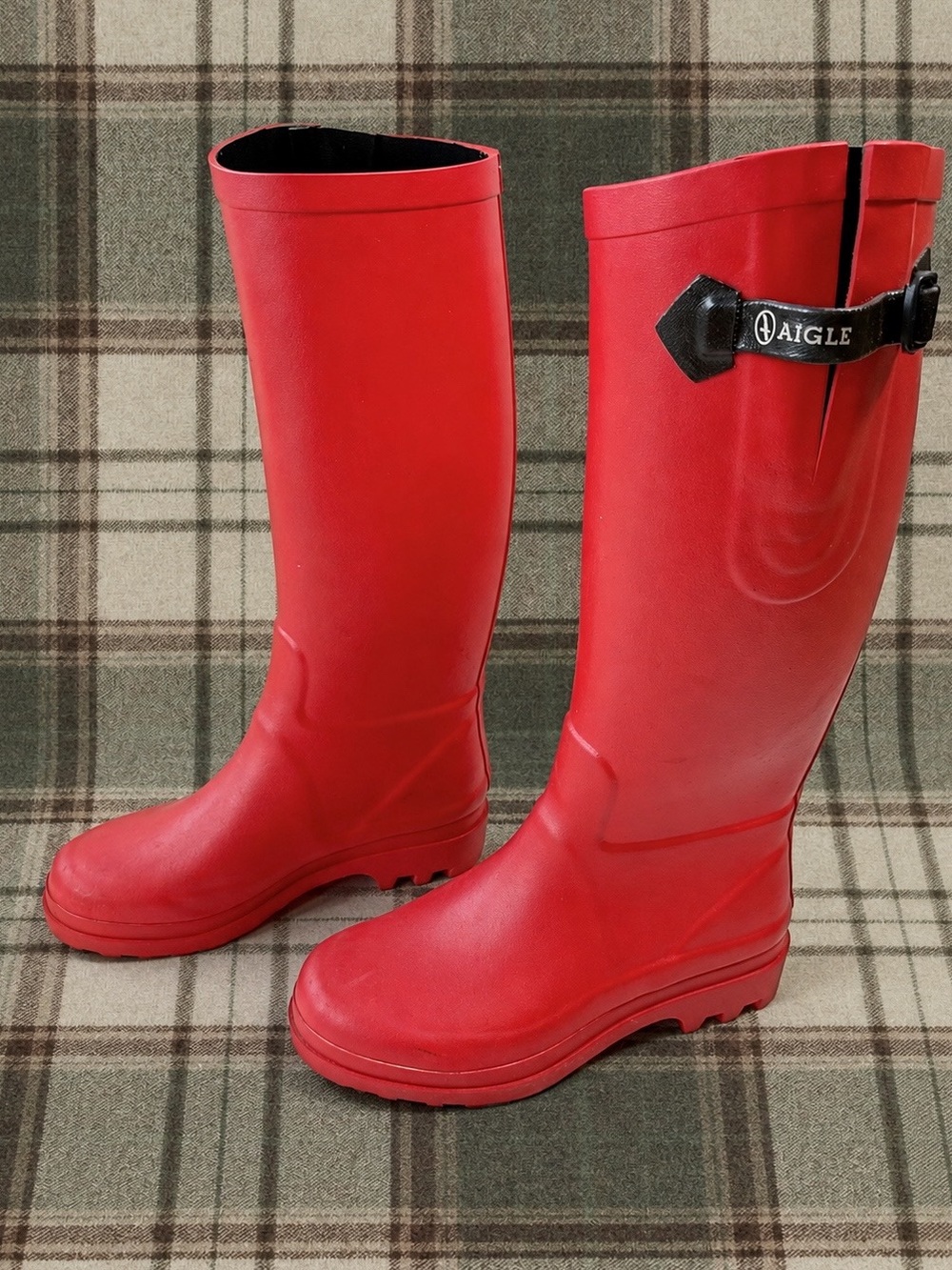 Aigle Woman Red Equestrian Rubber Tall Rain Boots EU36 Classic Country Folk